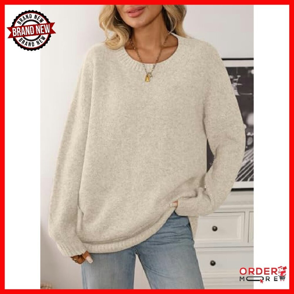 Oversized Chunky Knit Tunic Sweater Winter Pullover Long Sleeve - Picture 3 of 7